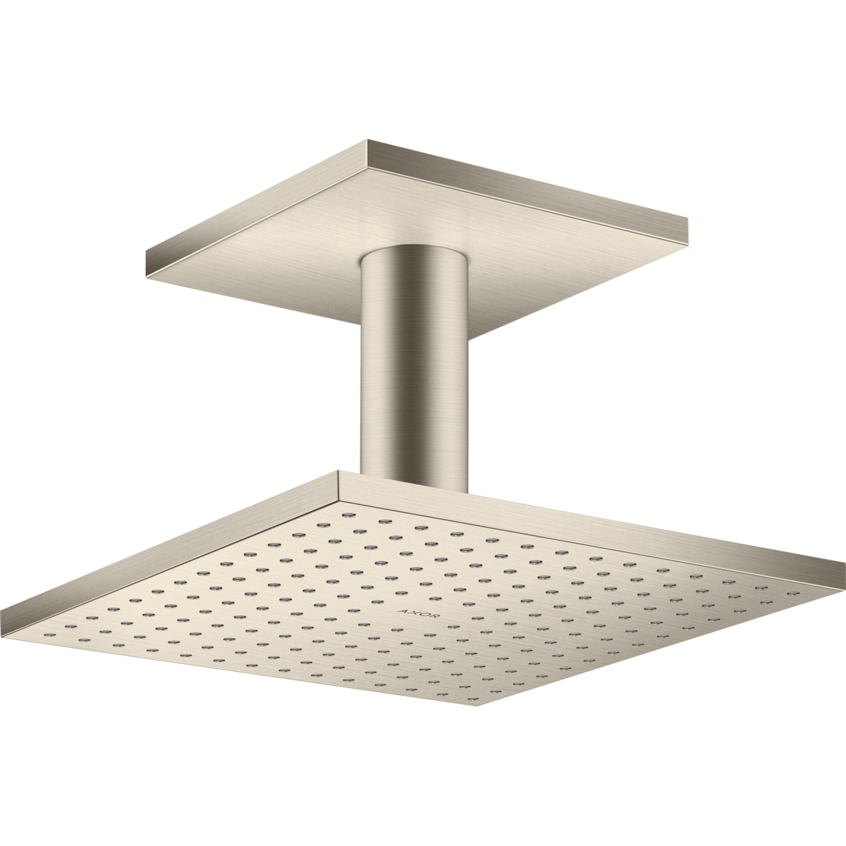 Axor ShowerSolutions 2.5 GPM 250 2-Jet Brushed Nickel Square Showerhead With Ceiling Connection