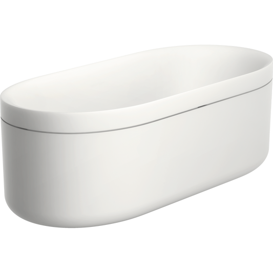Axor Suite 74" Solid Surface Round Bathtub With Matte Black Pop-Up Drain