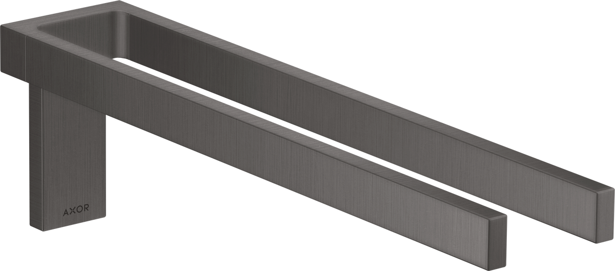 Axor Universal Rectangular Metal Wall Mounted Twin-Handle Brushed Black Chrome Towel Holder