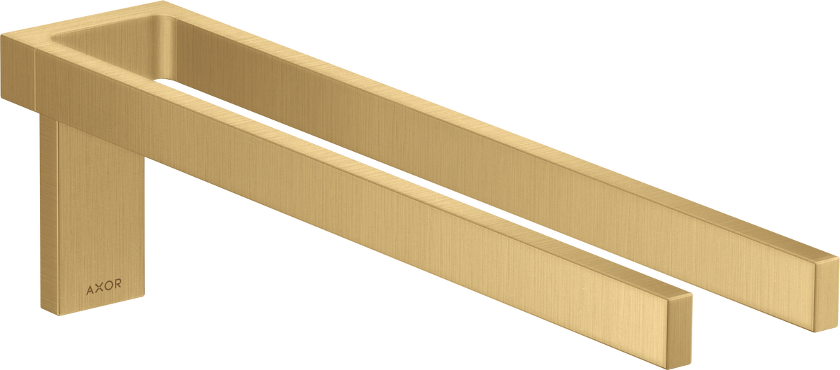Axor Universal Rectangular Metal Wall Mounted Twin-Handle Brushed Gold Optic Towel Holder