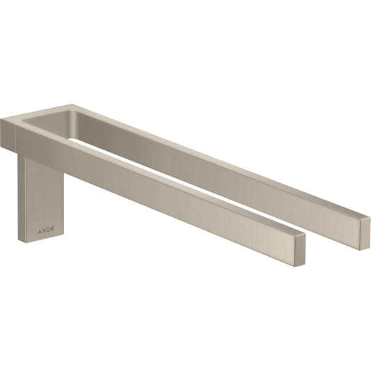 Axor Universal Rectangular Metal Wall Mounted Twin-Handle Brushed Nickel Towel Holder