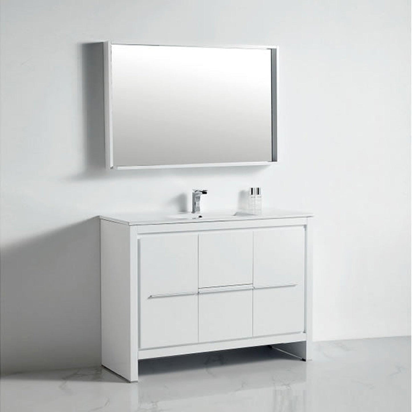 BNK BCB1048 Venice High Glossy White Vanity Only Two Door One Drawer Soft Close