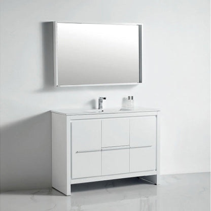 BNK BCB1048 Venice High Glossy White Vanity Only Two Door One Drawer Soft Close
