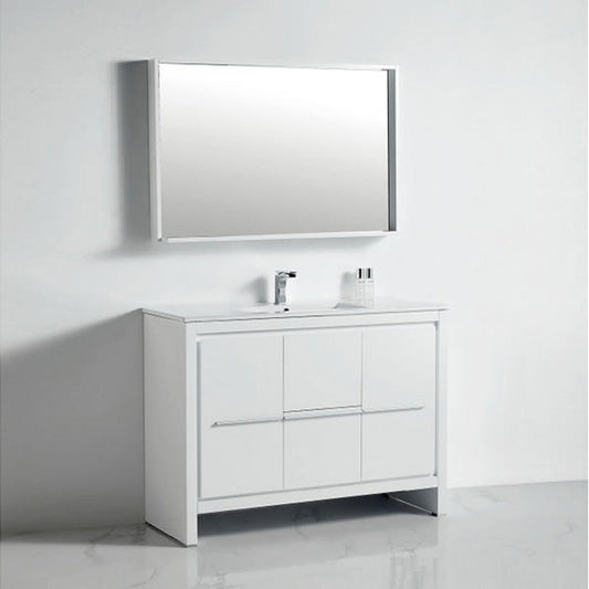BNK BCB1048 Venice High Glossy White Vanity Only Two Door One Drawer Soft Close