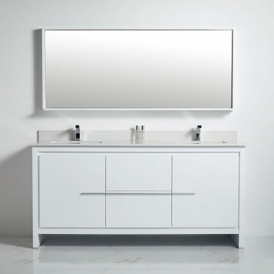 BNK BCB1072 Venice High Glossy White Vanity Only Two Door One Drawer Soft Close