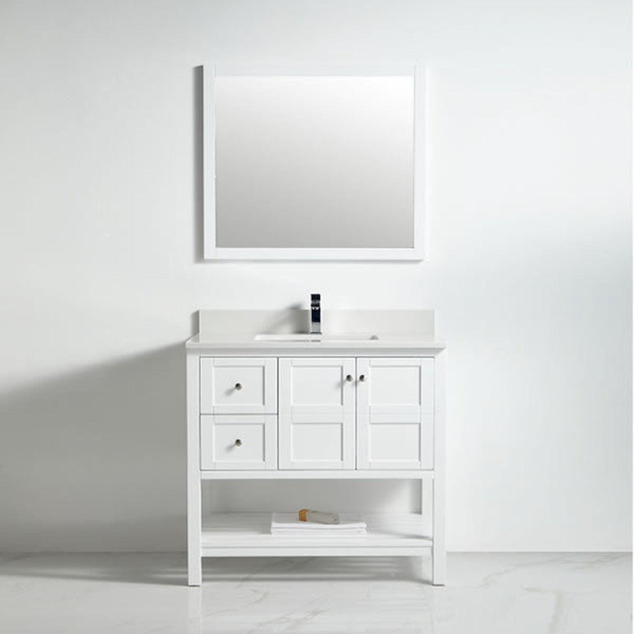 BNK BCB1136L Austin Matt White Vanity Only Two Door Two Left Drawer So ...