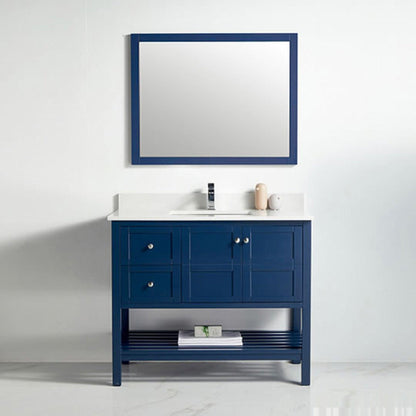 BNK BCB1142L Austin Navy Blue Vanity Only Two Door Two Left Drawer Soft Close