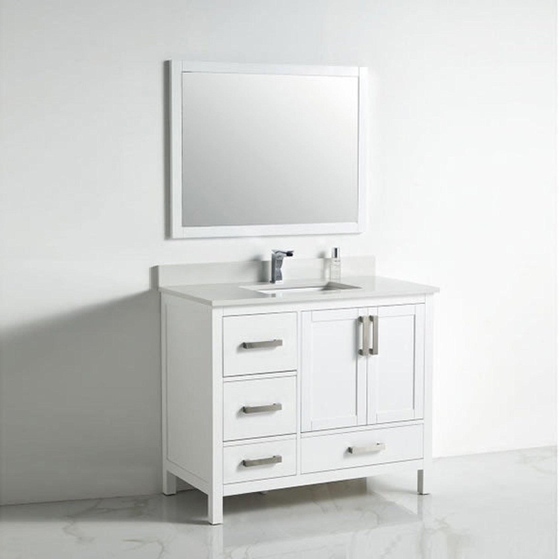 BNK BCB1242L Roma Matt White Vanity Only Two-Door Three Left Drawer Soft Close