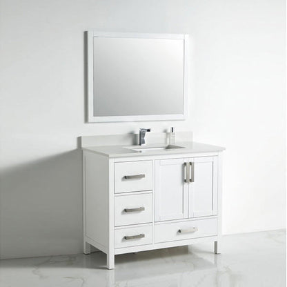 BNK BCB1242L Roma Matt White Vanity Only Two-Door Three Left Drawer Soft Close
