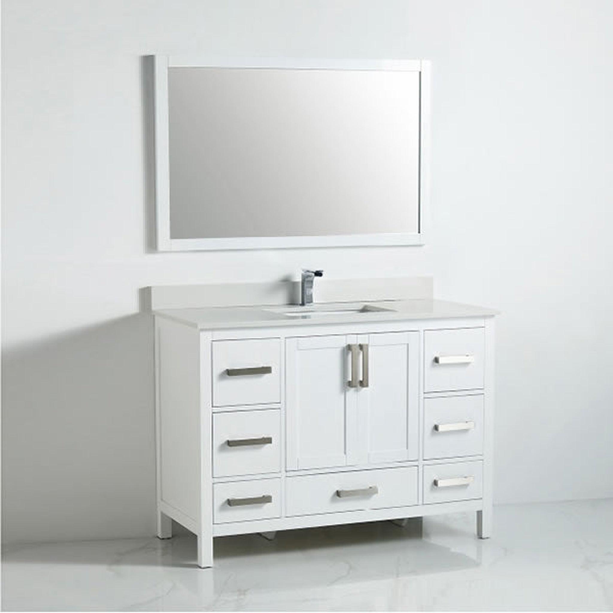 BNK BCB1248 Roma Matt White Vanity Only Two-Door Seven Drawer Soft Clo ...