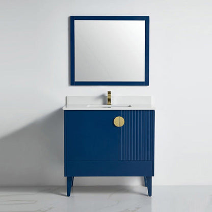 BNK BCB1436NB Athens Navy Blue Vanity Only Two-Door One Left Drawer Soft Close
