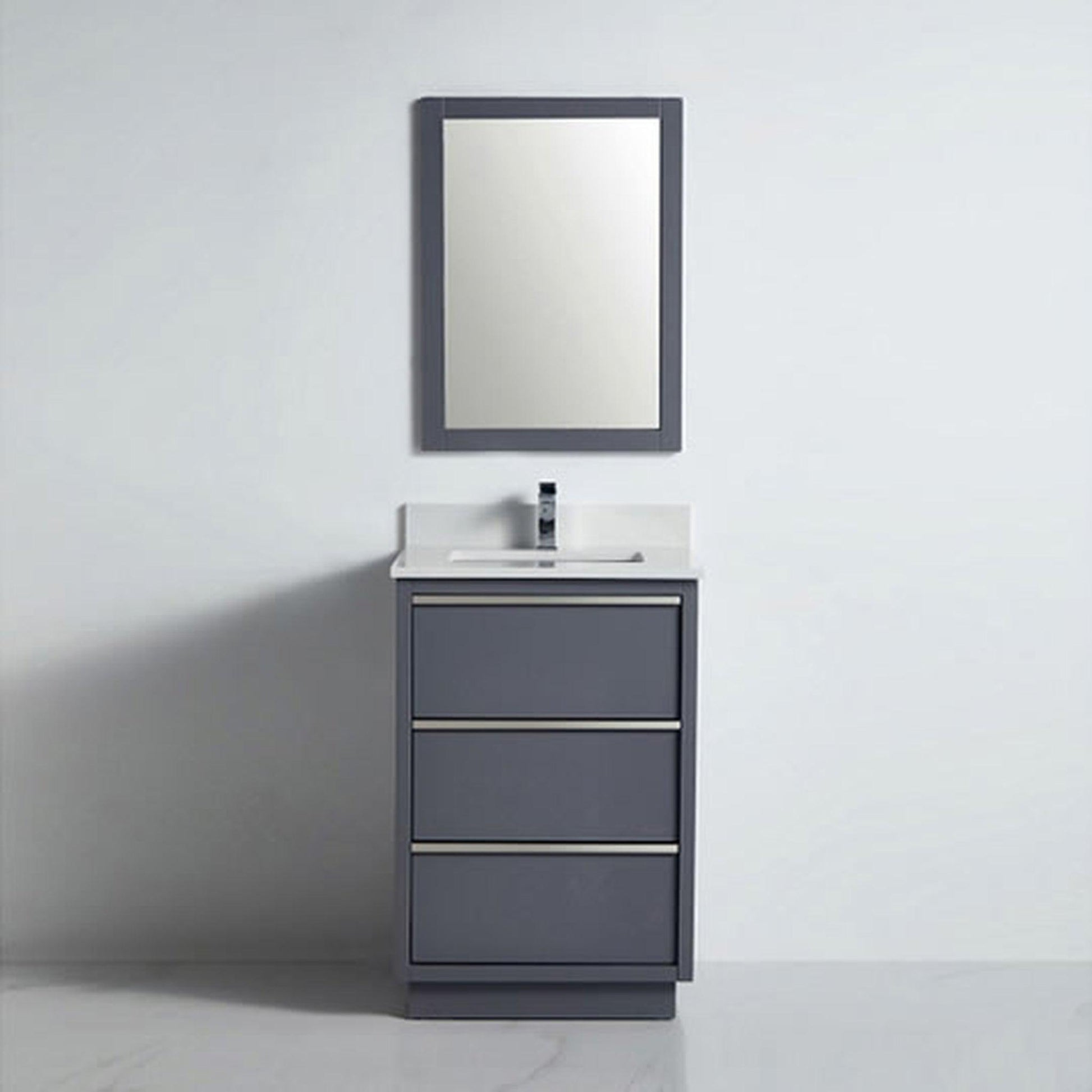 BNK BCB1524RG Denver Rock Grey Vanity Only Three Drawer Soft Close