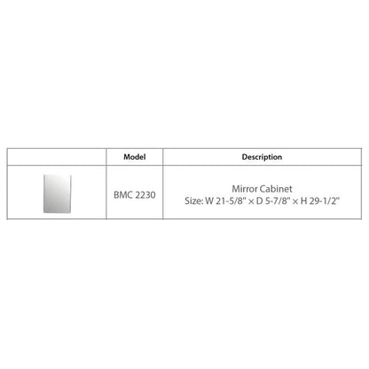 BNK BMC2230WH Mirror Cabinet White Matt