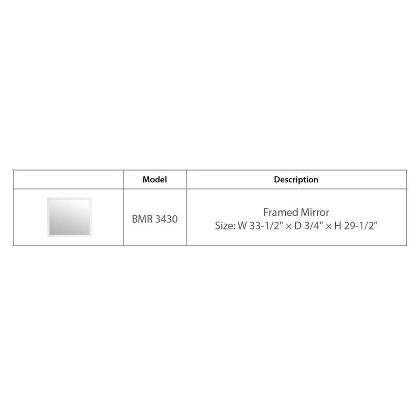 BNK BMR3430RG Regular Framed Mirror Rock Grey