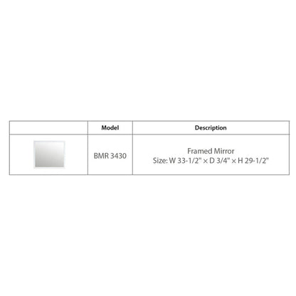 BNK BMR3430WH Regular Framed Mirror White Matt