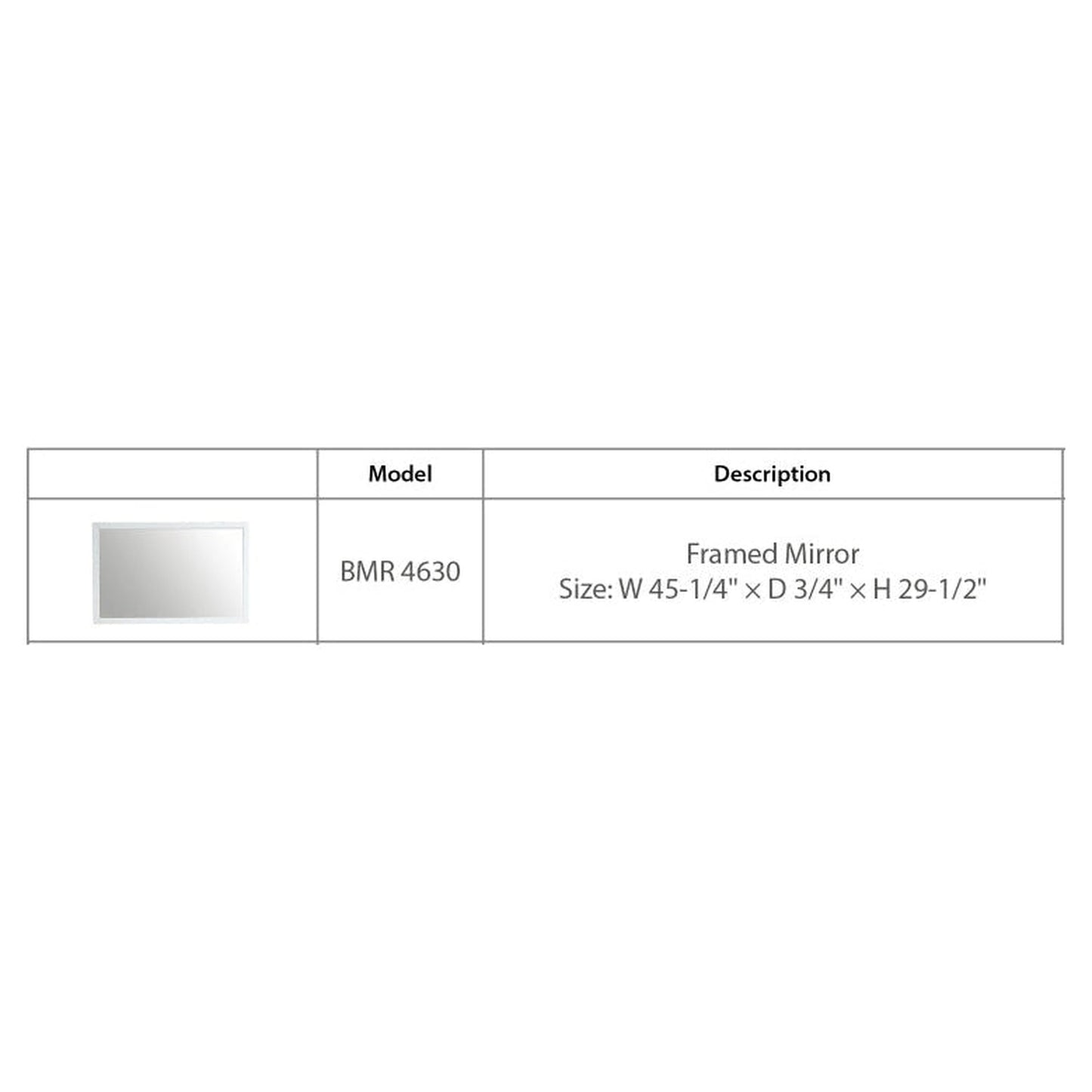 BNK BMR4630WH Regular Framed Mirror White Matt