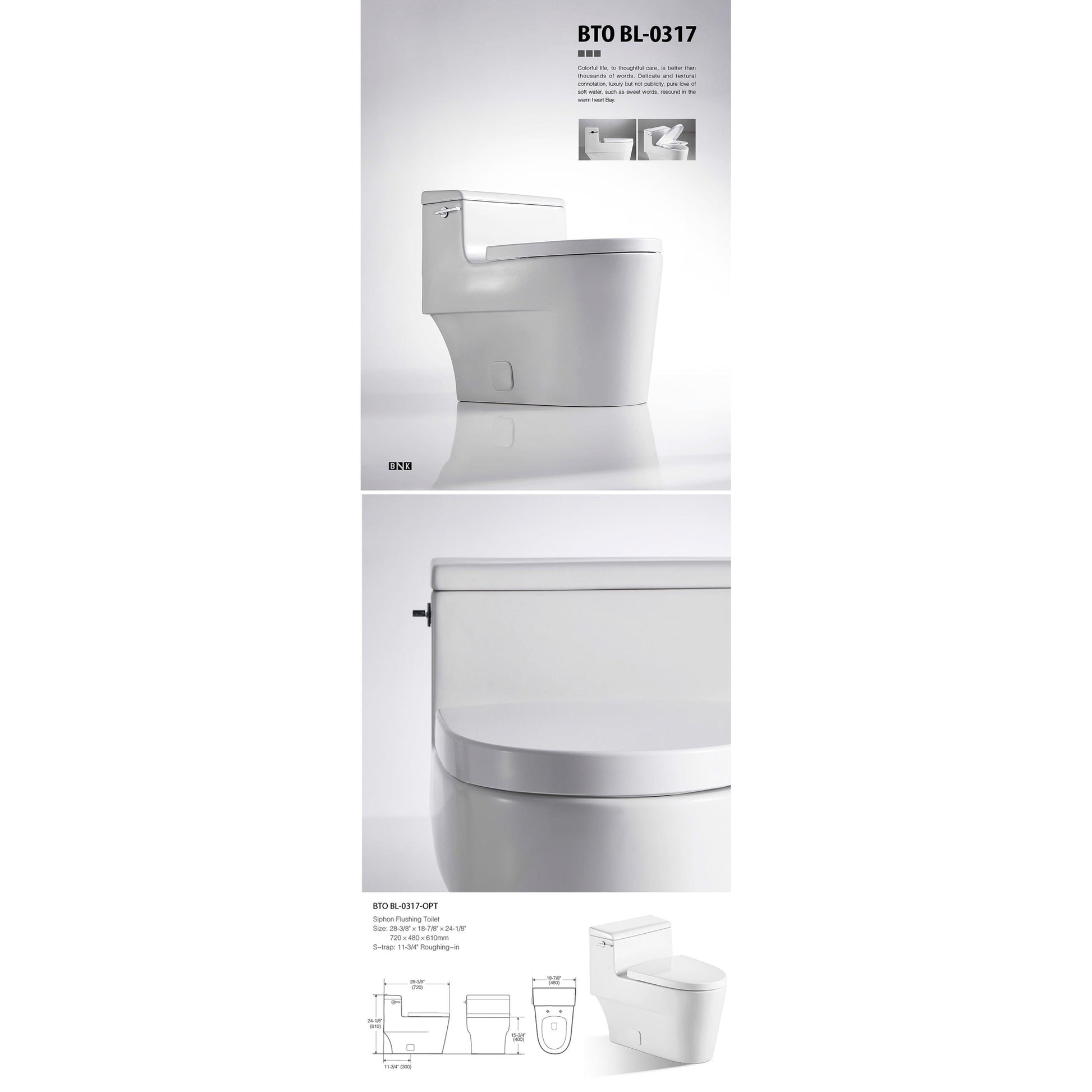 BNK BTO BL-0317 Siphon Flushing Toilet