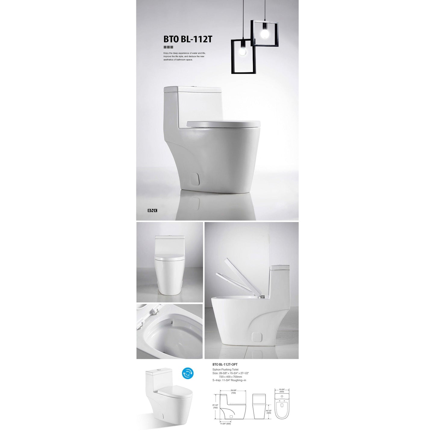 BNK BTO BL-112T Siphon Flushing Toilet
