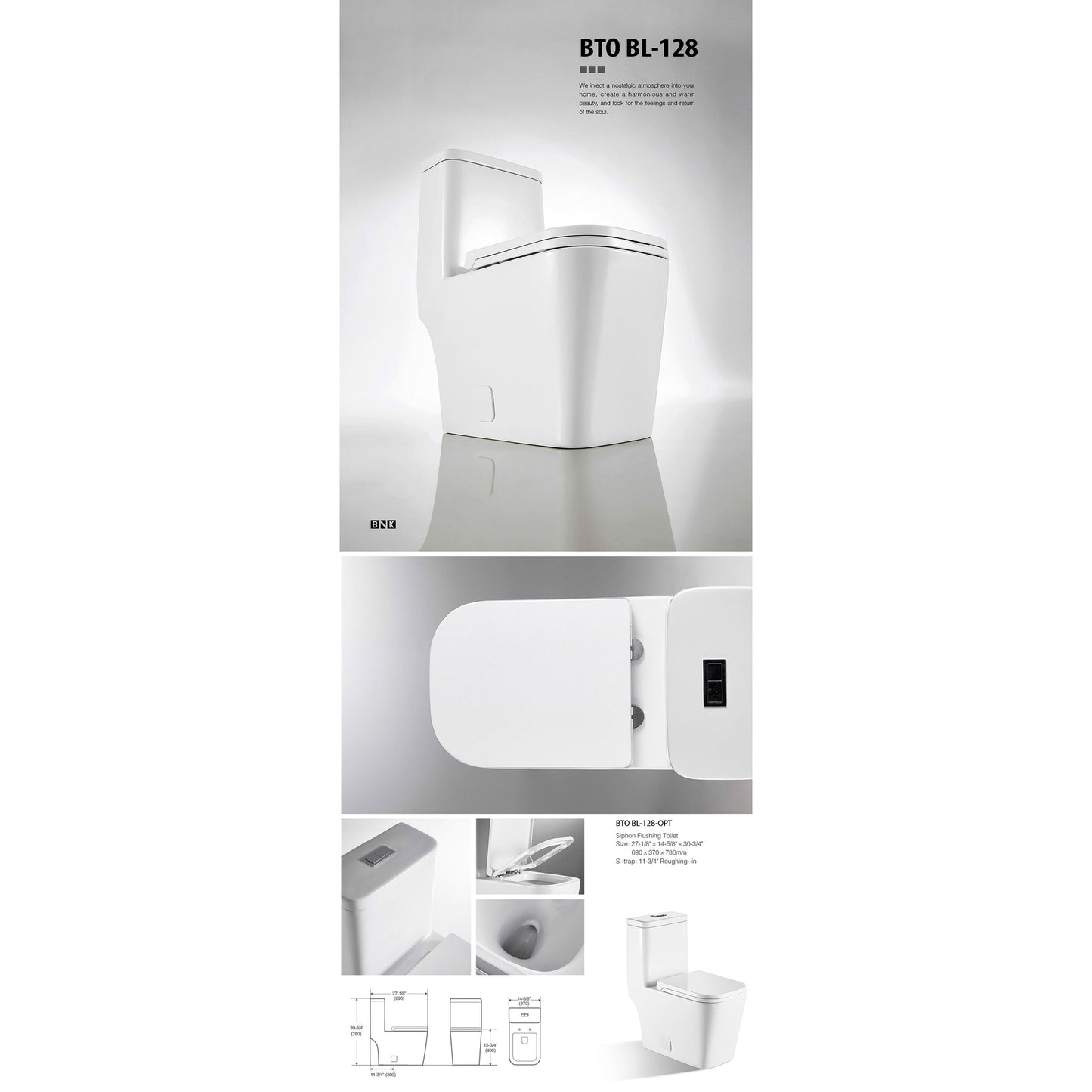 BNK BTO BL-128 Siphon Flushing Toilet