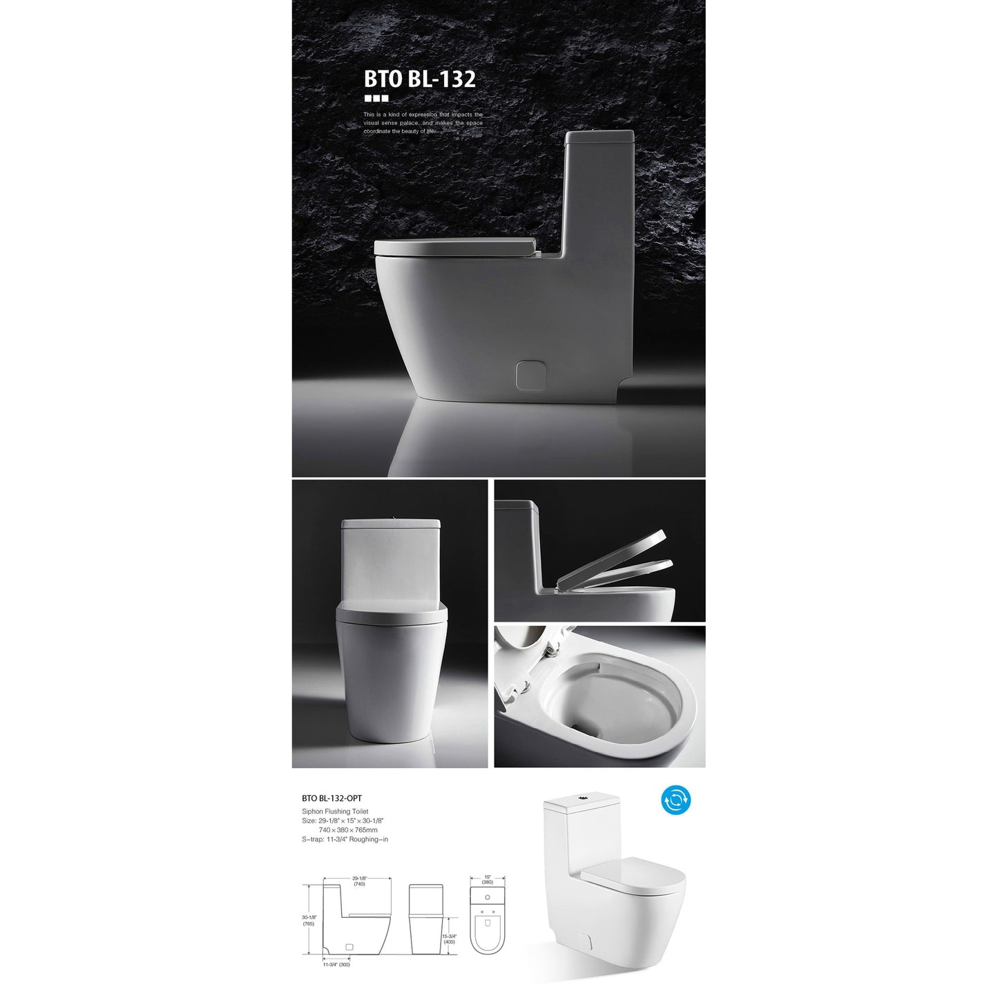 BNK BTO BL-132 Siphon Flushing Toilet