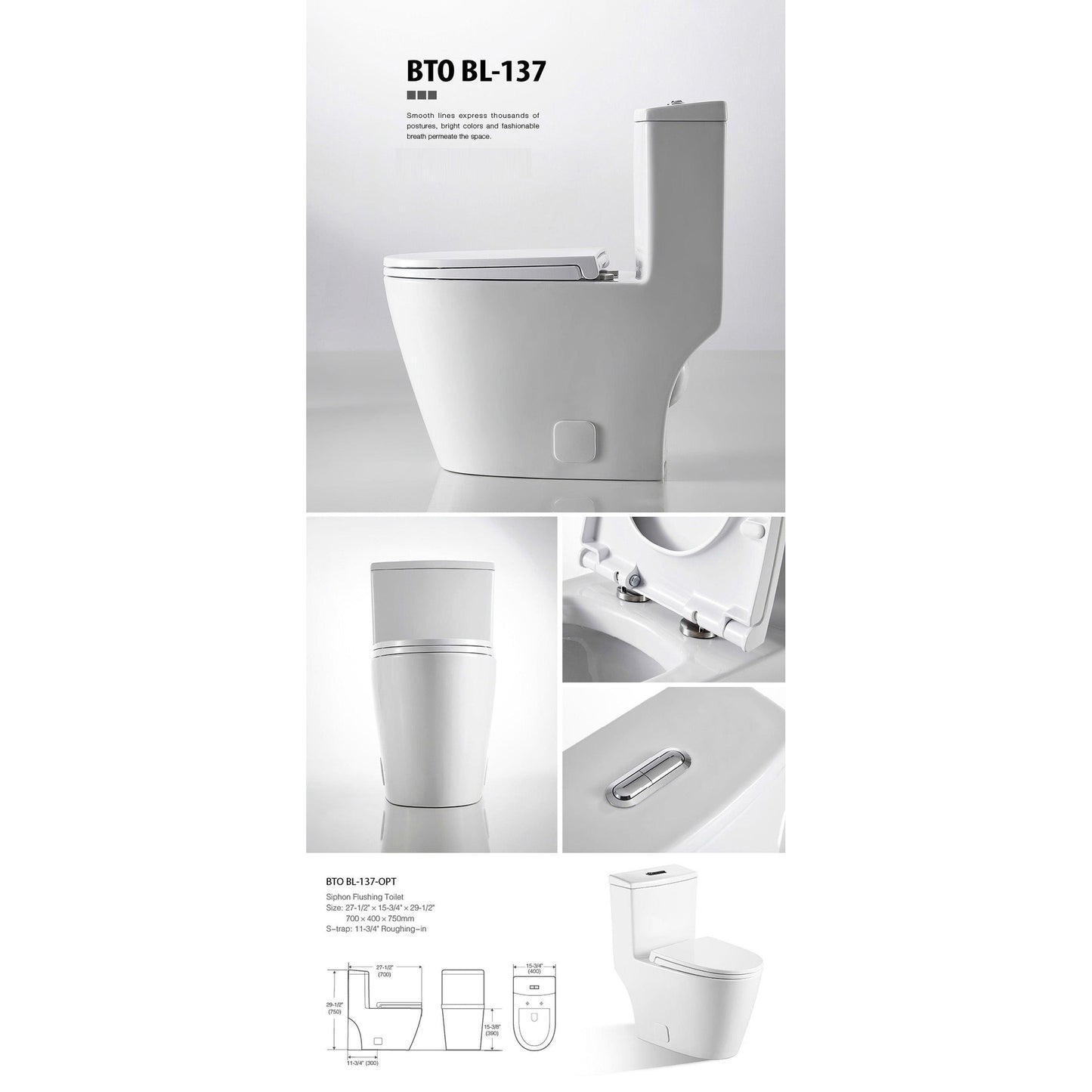 BNK BTO BL-137 Siphon Flushing Toilet