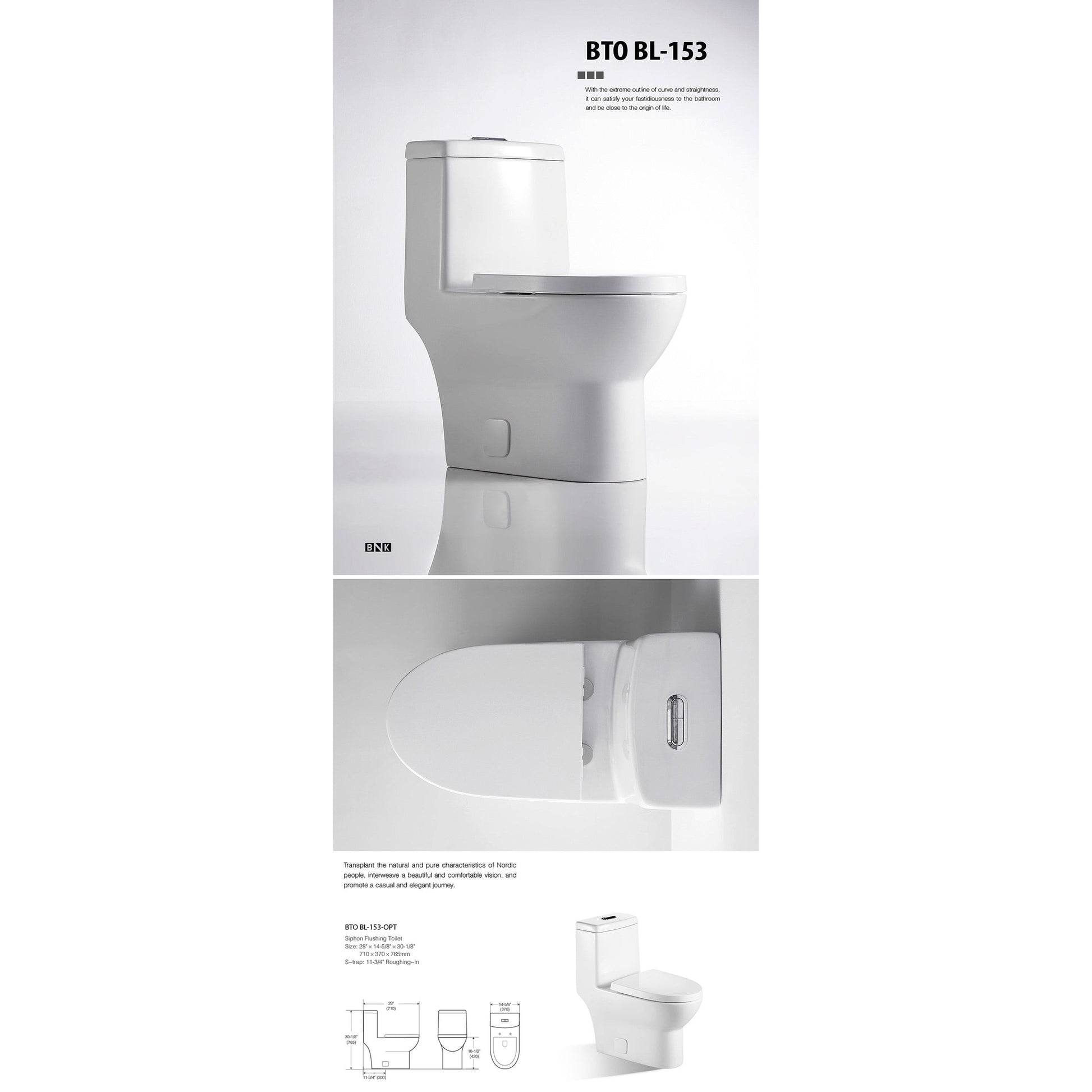 BNK BTO BL-153 Siphon Flushing Toilet