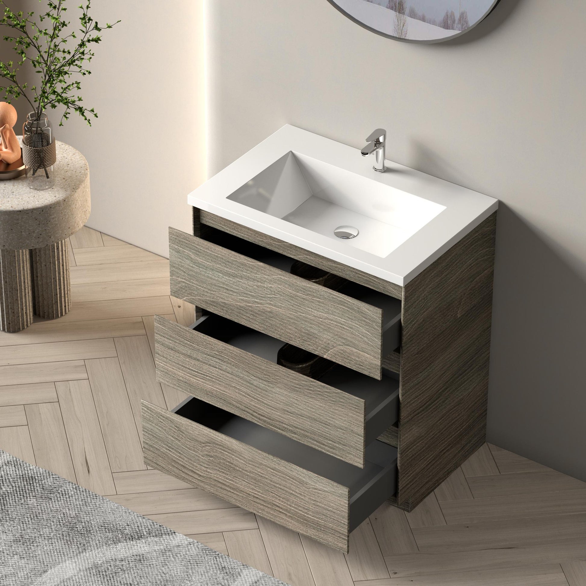 Bathlyn Cascade 30" Maple Grey Bathroom Vanity