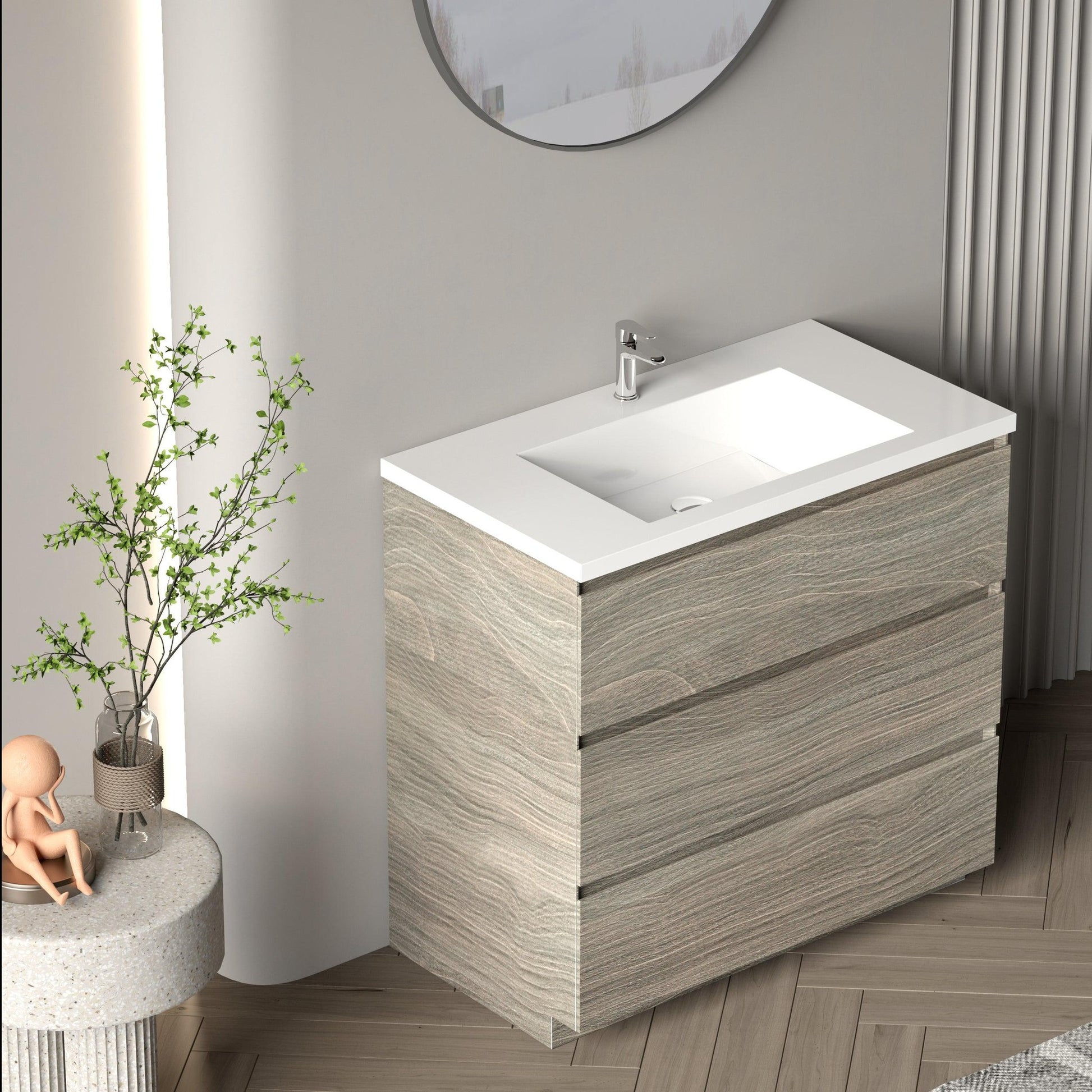 Bathlyn Cascade 36" Maple Grey Bathroom Vanity