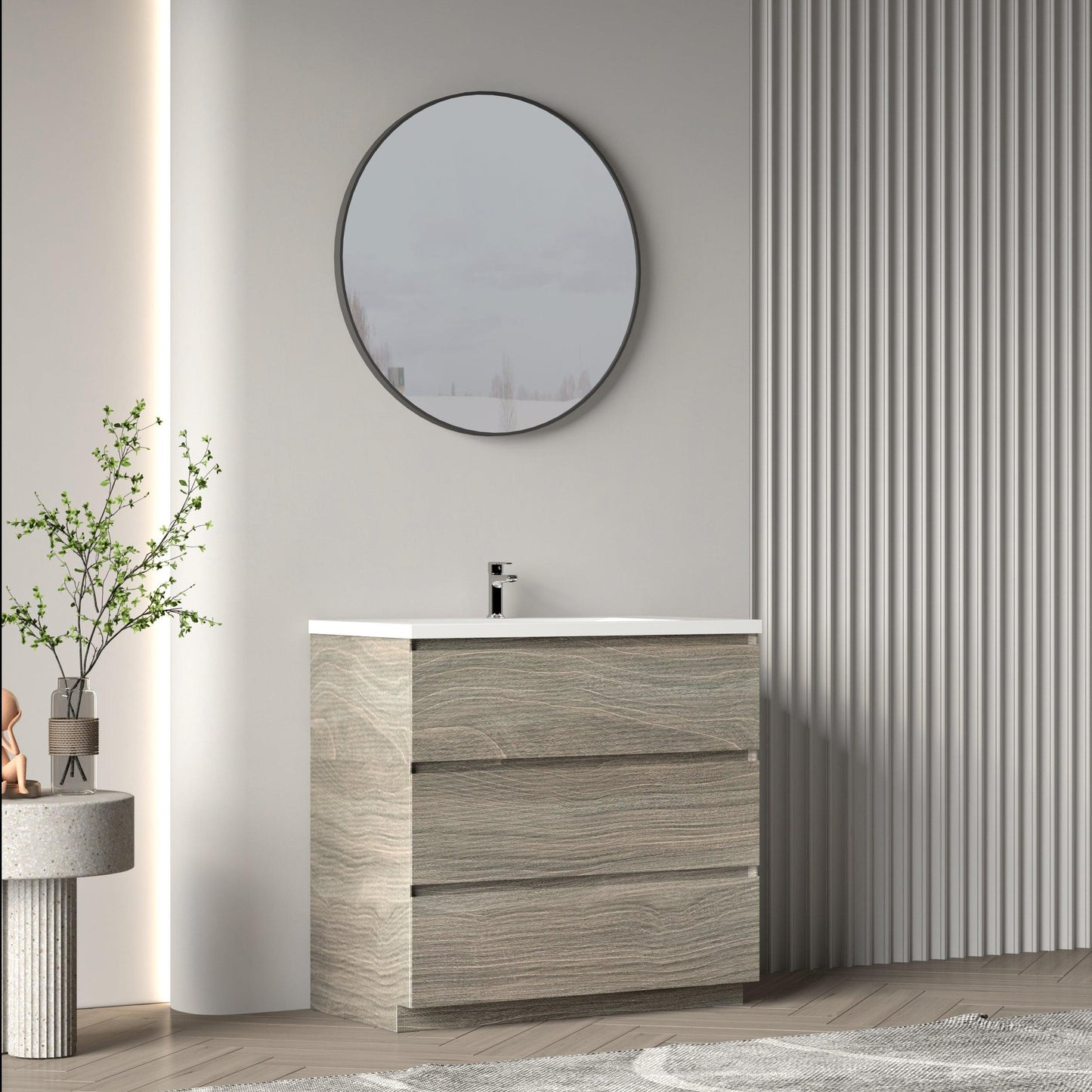 Bathlyn Cascade 36" Maple Grey Bathroom Vanity