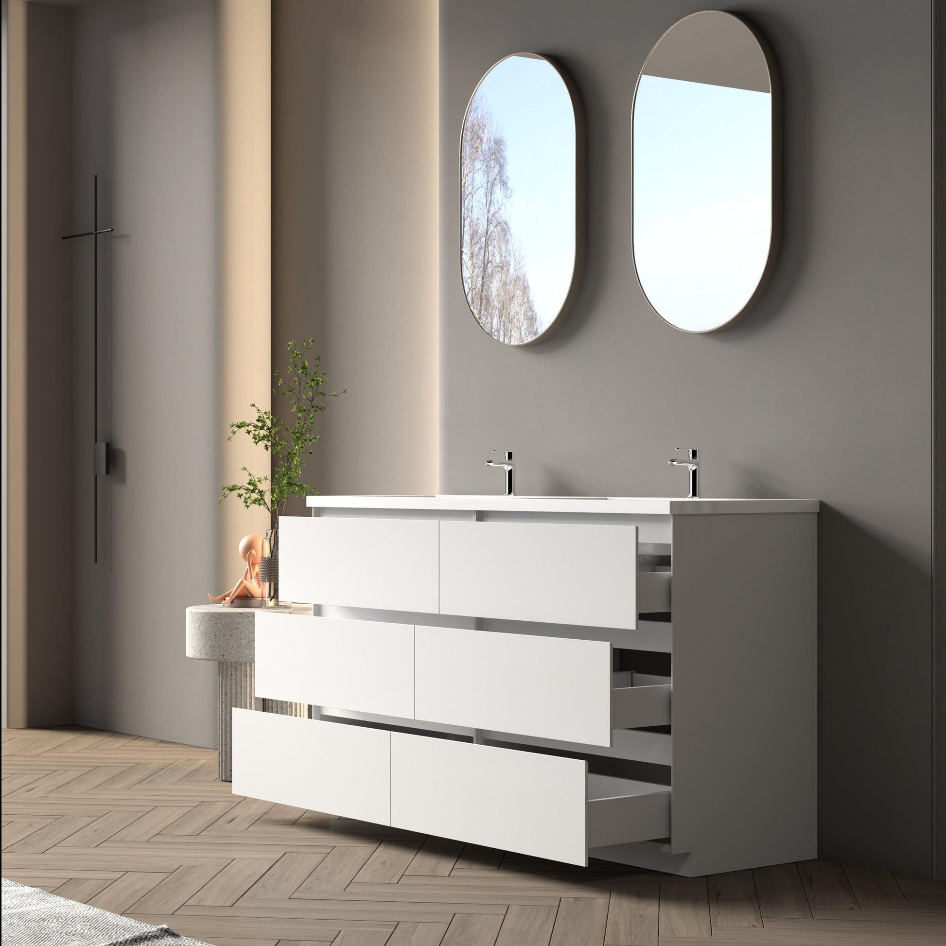 Bathlyn Cascade 60" White Bathroom Vanity