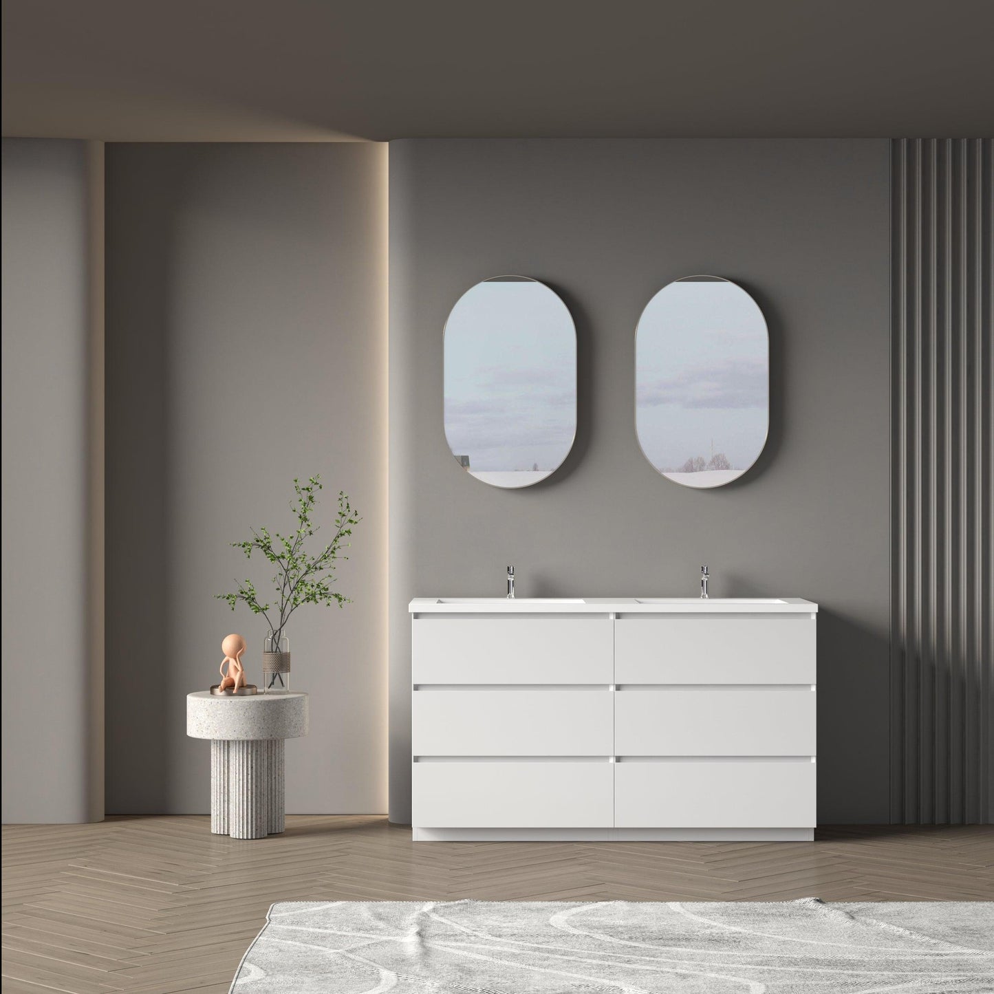 Bathlyn Cascade 60" White Bathroom Vanity