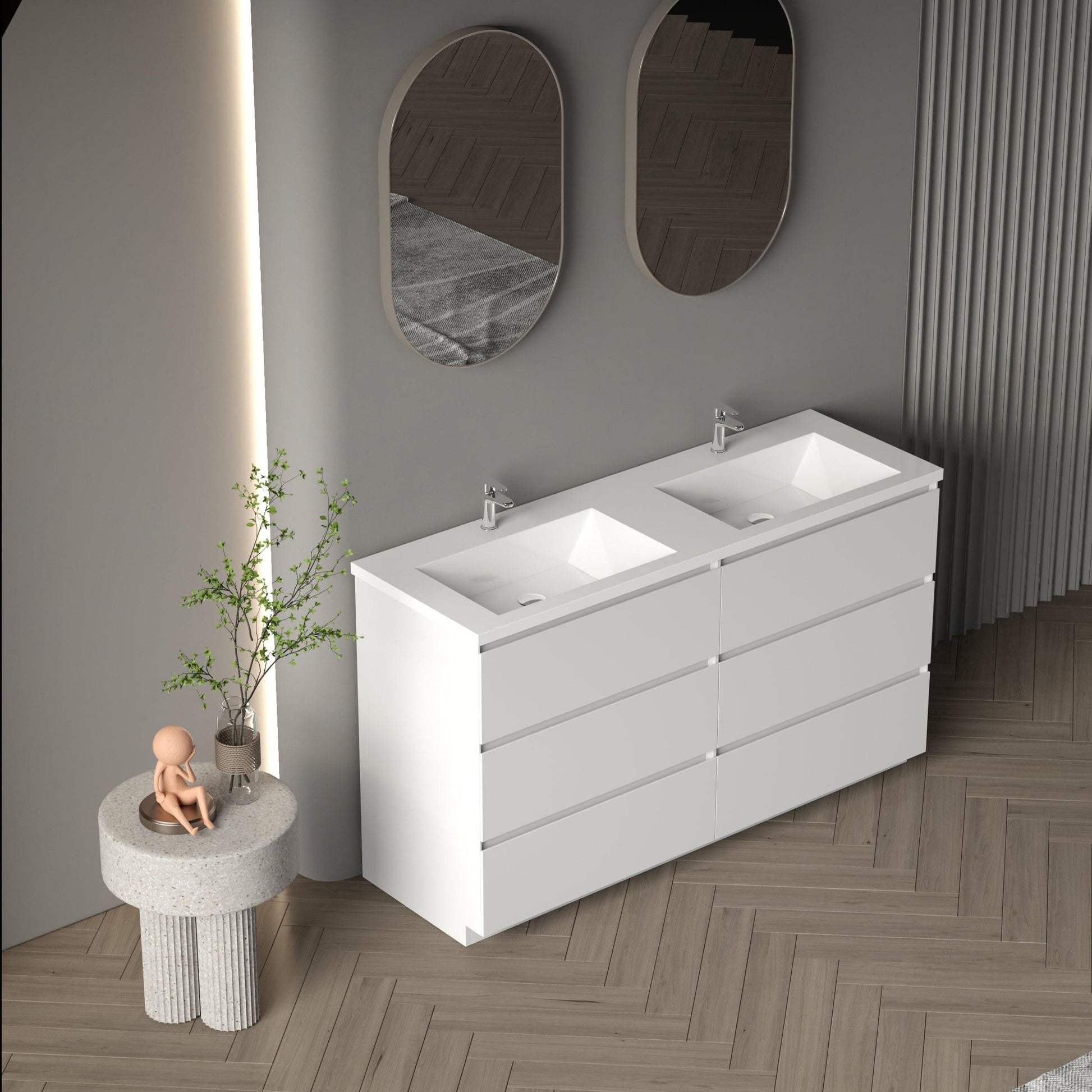 Bathlyn Cascade 60" White Bathroom Vanity