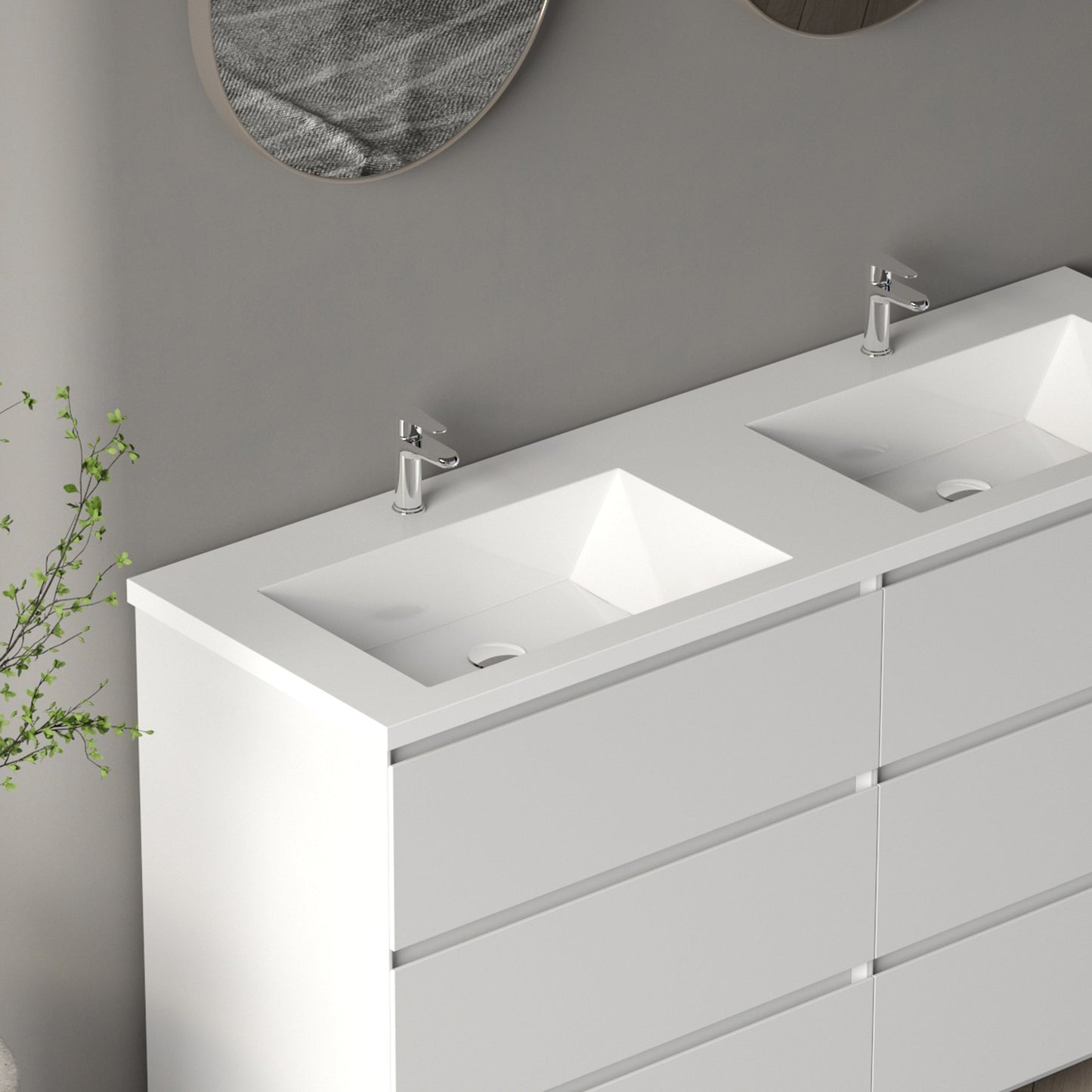 Bathlyn Cascade 60" White Bathroom Vanity