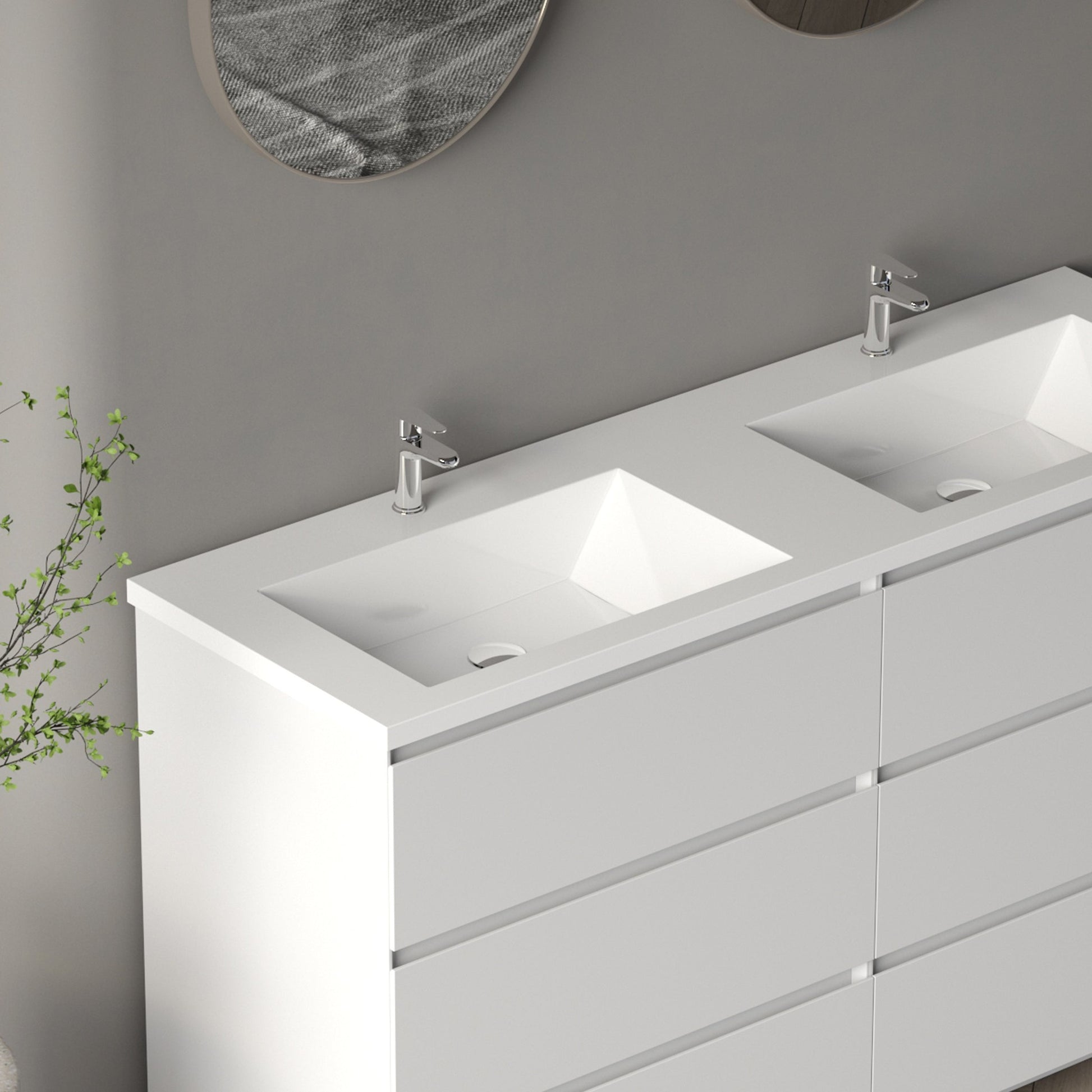 Bathlyn Cascade 60" White Bathroom Vanity