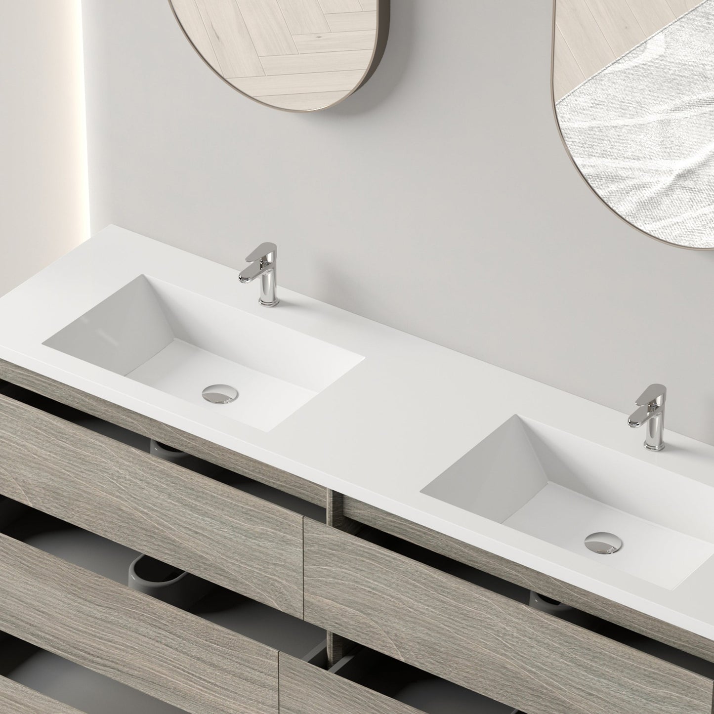 Bathlyn Cascade 72" Maple Grey Bathroom Vanity