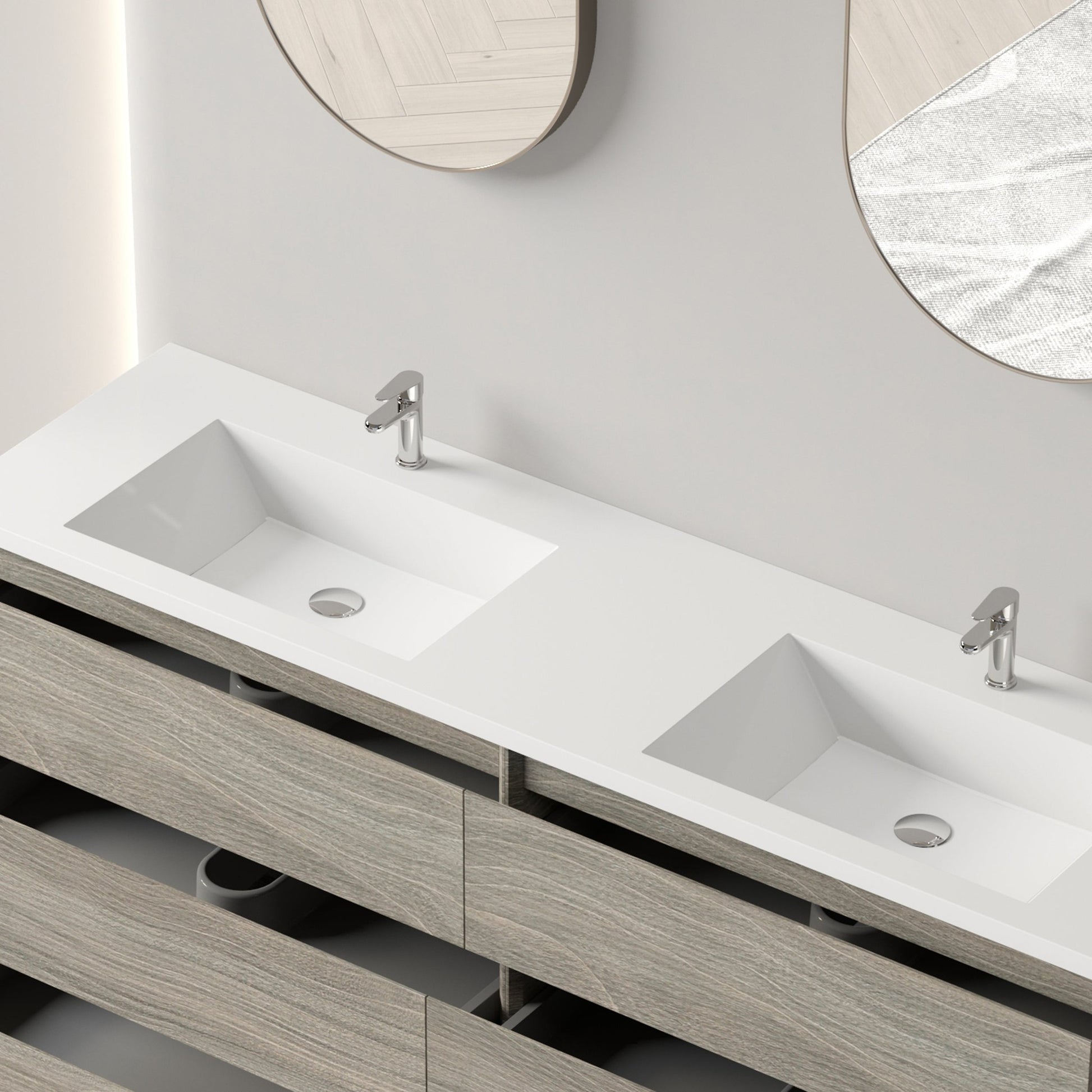 Bathlyn Cascade 72" Maple Grey Bathroom Vanity