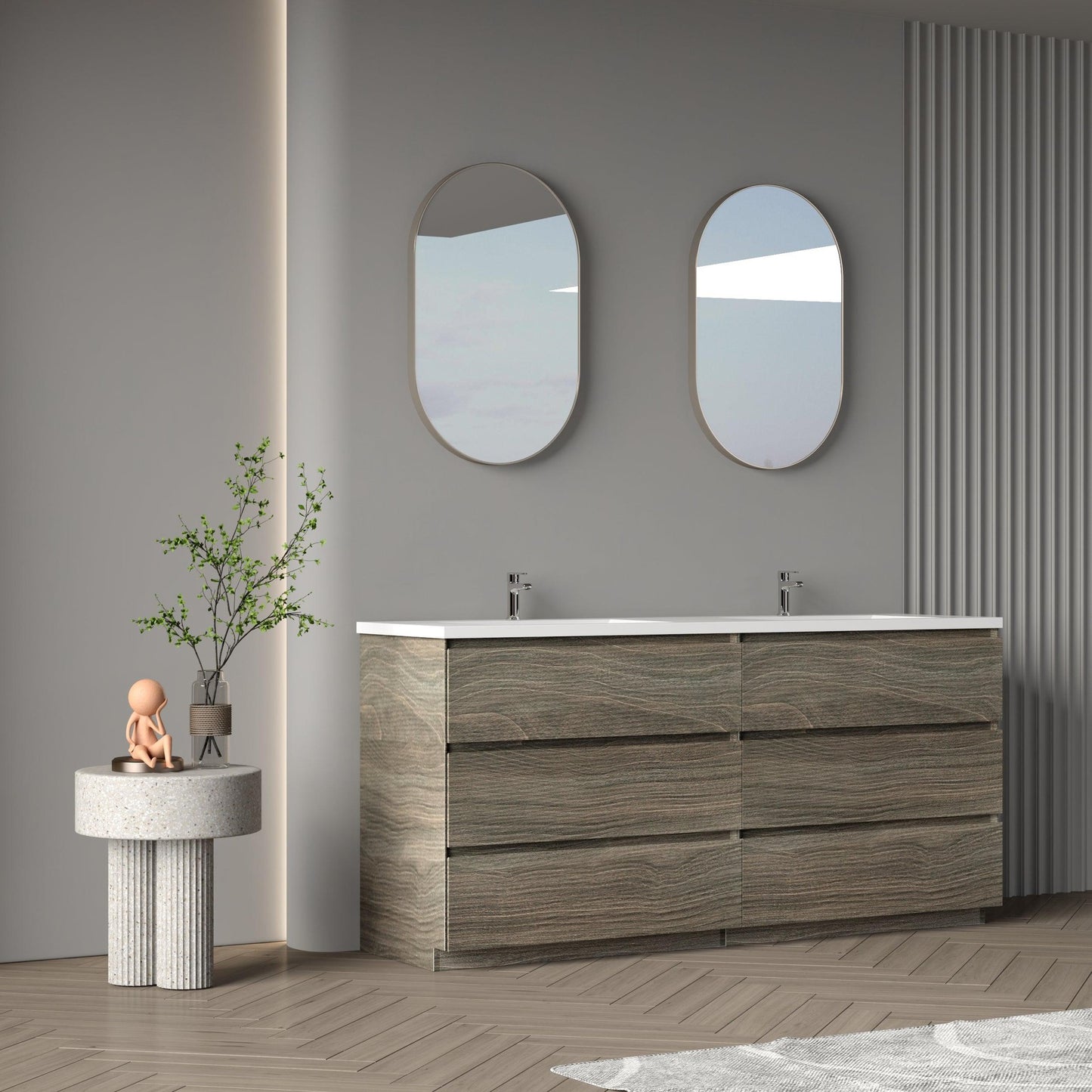 Bathlyn Cascade 72" Maple Grey Bathroom Vanity