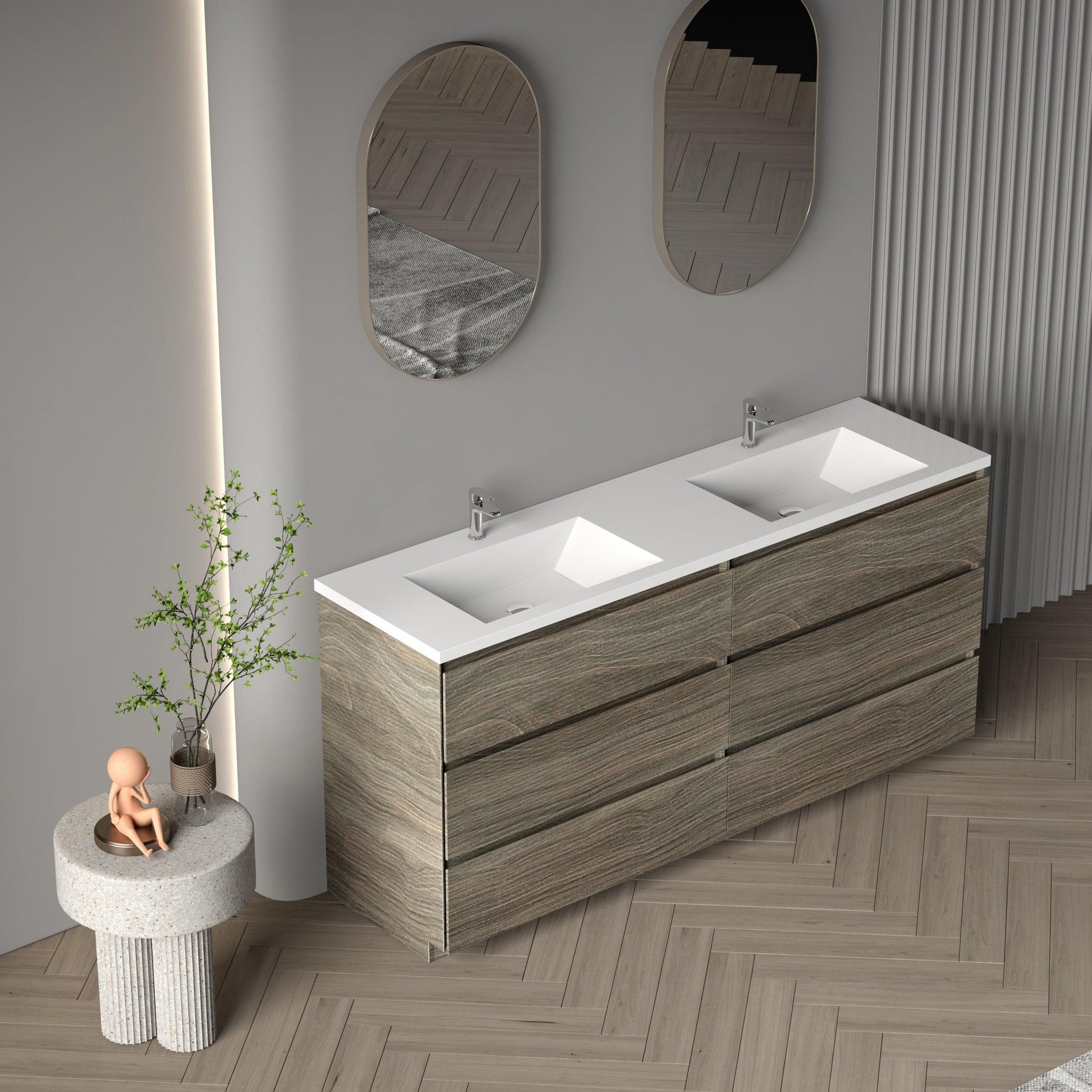Bathlyn Cascade 72" Maple Grey Bathroom Vanity