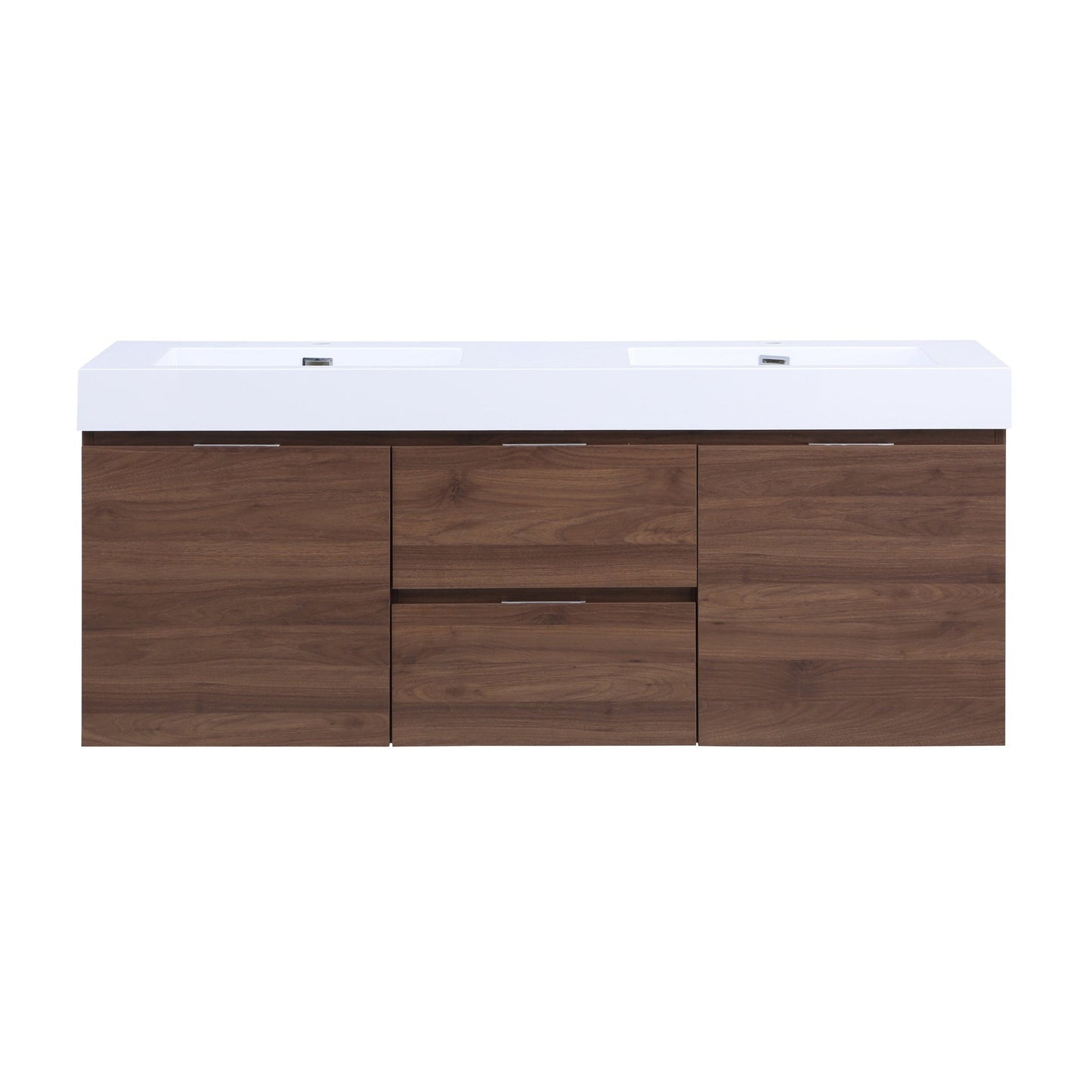 Bathlyn Double Floating Bath Vanity in Oak with White Resin Top