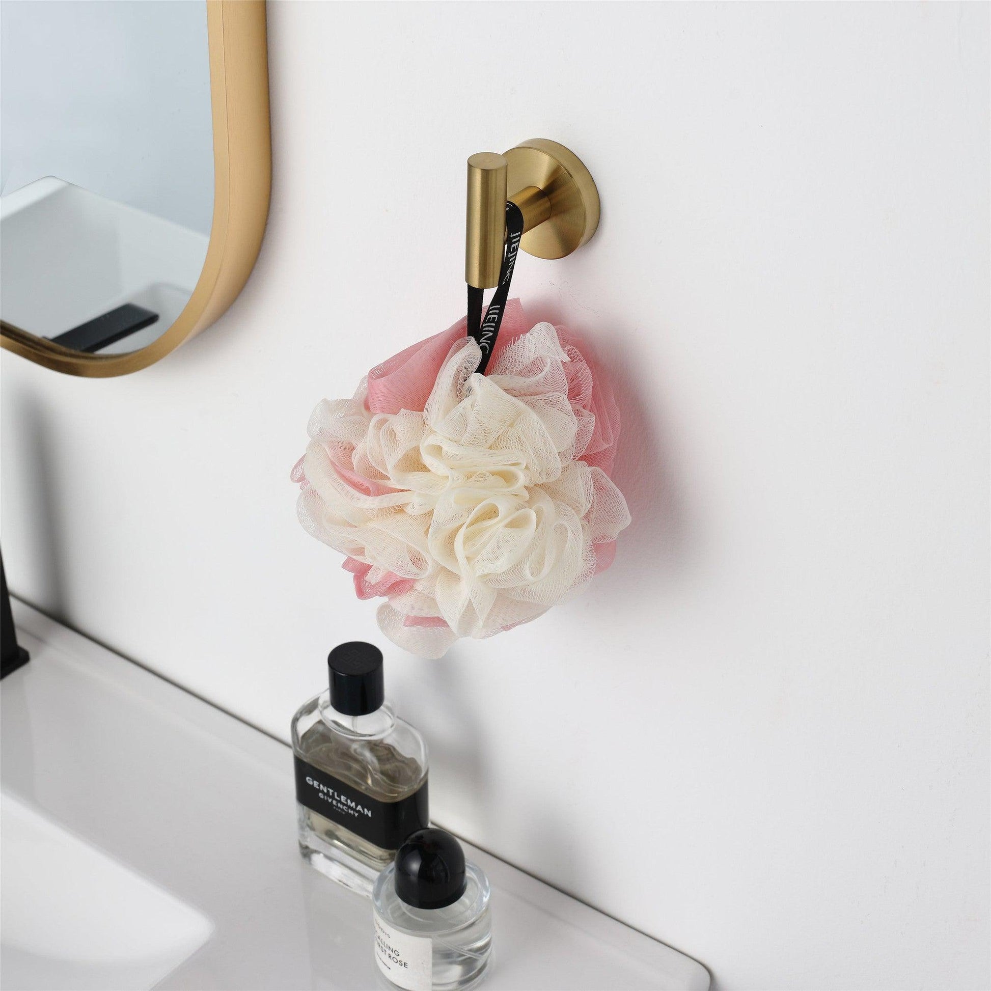 Bathlyn Elizabeth Set of 2 Brass Gold Stainless Steel J-Hook Robe Hook