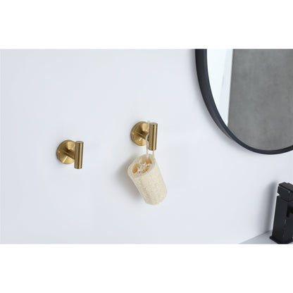 Bathlyn Elizabeth Set of 2 Brass Gold Stainless Steel J-Hook Robe Hook