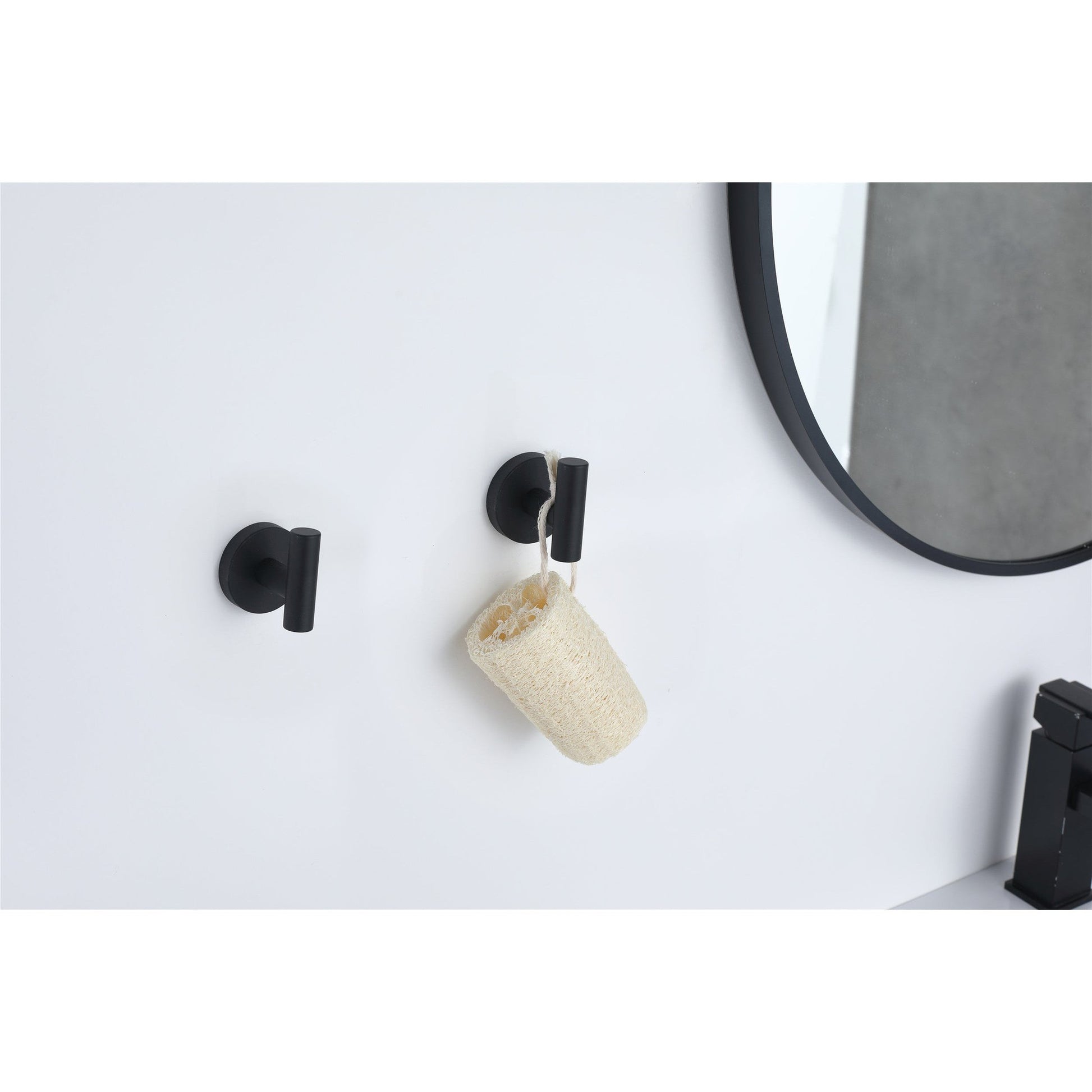 Bathlyn Elizabeth Set of 2 Matte Black Stainless Steel J-Hook Robe Hook