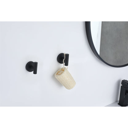 Bathlyn Elizabeth Set of 2 Matte Black Stainless Steel J-Hook Robe Hook