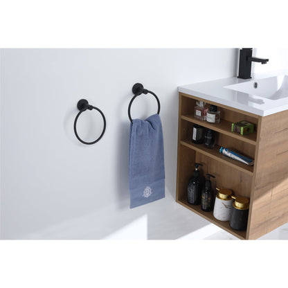 Bathlyn Elizabeth Set of 2 Matte Black Stainless Steel Wall Mounted Towel Ring