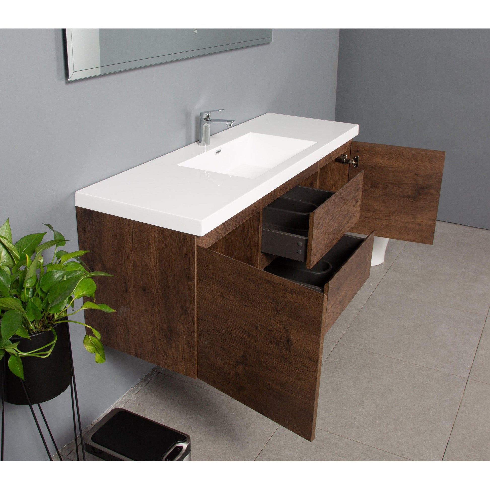 Bathlyn Newport 60" Rose Wood Bathroom Vanity