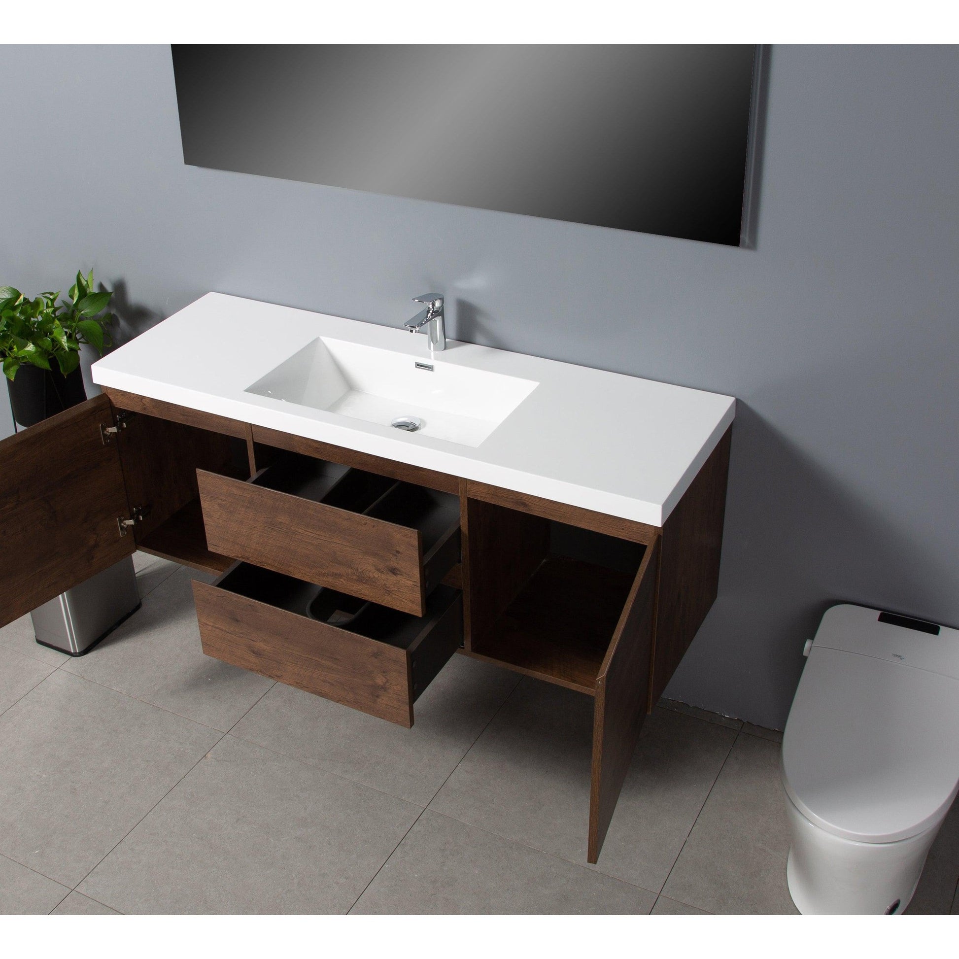 Bathlyn Newport 60" Rose Wood Bathroom Vanity