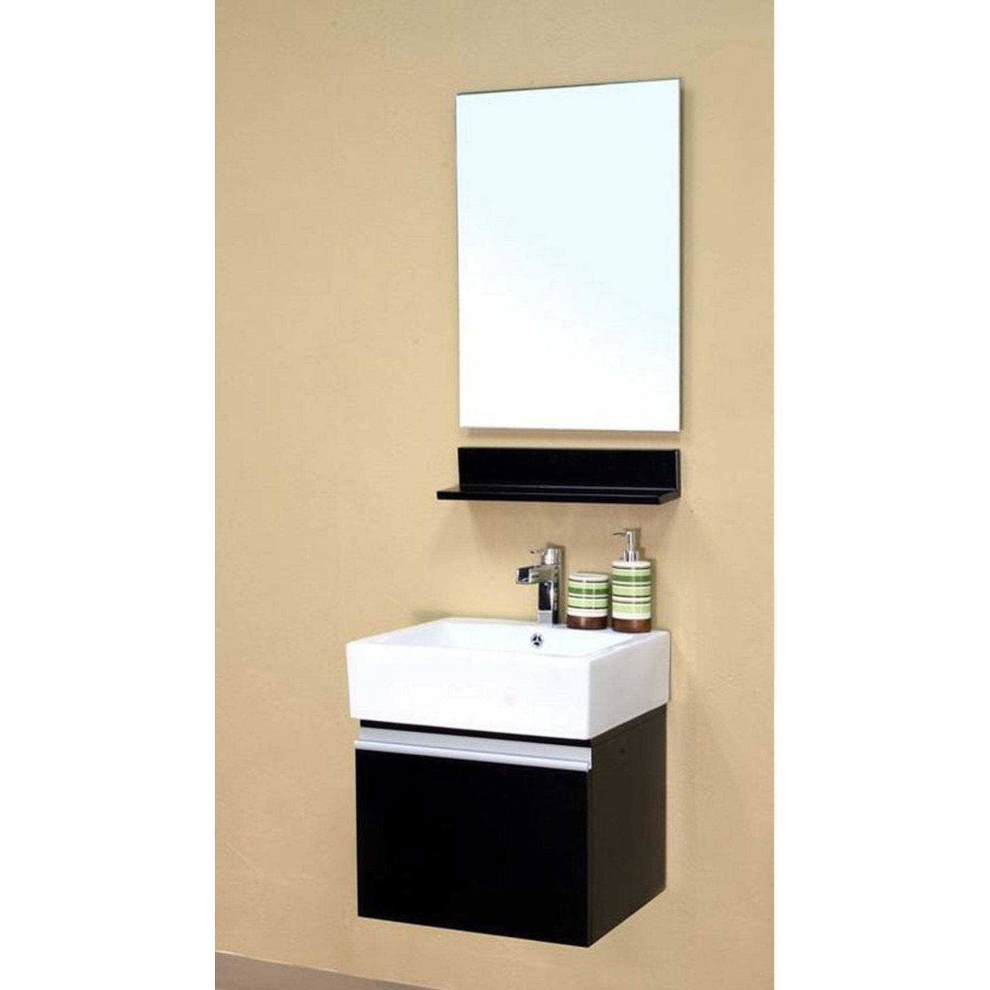 Bellaterra Home 21" 1-Door Dark Espresso Wall-Mount Vanity Set With White Ceramic Integrated Sink and White Ceramic Top