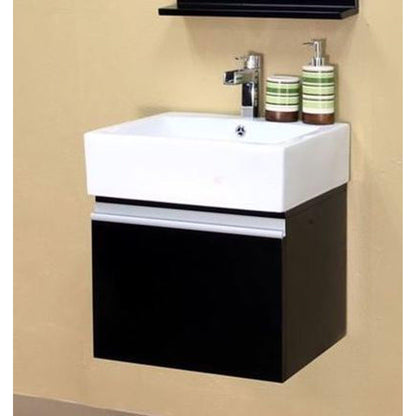 Bellaterra Home 21" 1-Door Dark Espresso Wall-Mount Vanity Set With White Ceramic Integrated Sink and White Ceramic Top