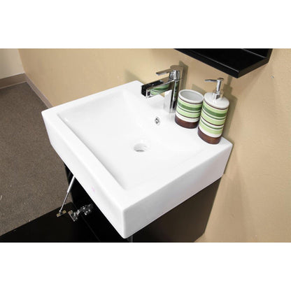 Bellaterra Home 21" 1-Door Dark Espresso Wall-Mount Vanity Set With White Ceramic Integrated Sink and White Ceramic Top