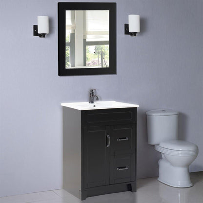 Bellaterra Home 24" 2-Door Espresso Freestanding Vanity Set With Ceramic Integrated Rectangular Sink and Ceramic Top